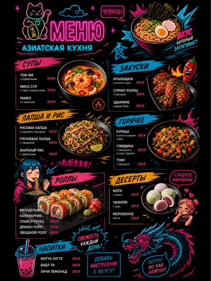 Меню азиатской кухни